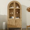 FONTOI Arched Shaped Storage Cabinet, Decorative 5-Tier Arched Bookcase with Glass Doors, Brown, 74.3"*36"*17.5" - 2 of 4