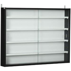 HOMCOM 5-Tier Display Cabinet, Wall-Mounted Glass Door Cabinet with 4 Adjustable Shelves - 1 of 4