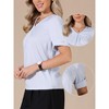 INSPIRE CHIC Women's Elegant Satin Dressy Casual V Neck Short Puff Sleeve Business Work Shirt - 2 of 4