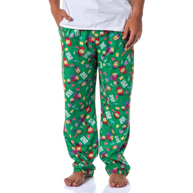Despicable Me Mens' Minions Christmas Best Gift Ever Sleep Pajama Pants Green, 1 of 5
