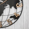 Cesicia 36" Large Black Metal Wall Clock, Modern Silent World Map Wall Clock - 4 of 4