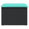 Garden Stool Black and Cream Poly Rattan, Powder-Coated SteelvidaXL - 3 of 4