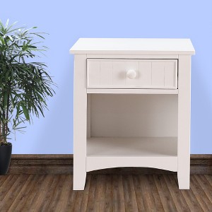 Royal Hampton Night Stand With Bottom Open Shelf, White - 1 of 4