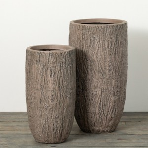 27.75"H Sullivans Textured Planter Pot Pair Set of 2, Gray - 1 of 4