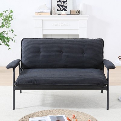 YONWAY 53"Corduroy Loveseat Couches, Small Loveseat, with Stylish Metal Handrails Button-Tufted Backrest  for Small Living Room Home Office