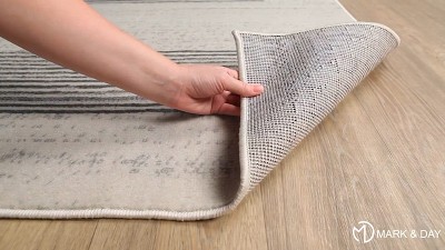 Piepert 5' x 7' Gray and Cream Geometric Synthetic Area Rug