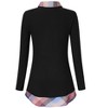 Women's Contrast Collared Shirts Patchwork Work Blouse Tunics Tops - 3 of 4