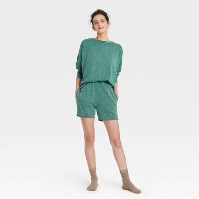 Women's French Terry Lounge Sweatshirt - Colsie™ Green XS