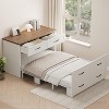 Brafabhome 2 IN 1 Murphy Bed Cabinet, Modern White Murphy Bed Twin with Mattress, Hideaway Bed with Storage Drawers for Adults Guests and Kids - 4 of 4