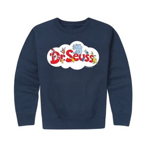 Boys' - Dr. Seuss - Cat and the Hat and Friends Cloud Logo Graphic Long Sleeve Fleece Sweatshirt - 1 of 4