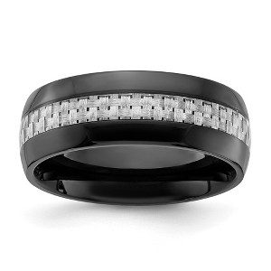 Chisel Stainless Steel Polished Black IP-plated with Carbon Fiber Inlay 8mm Band Ring - 1 of 4