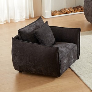 Modern Office Room Single Sofa Accent Chair,Chenille Fabric Upholstered Armrests Chair,Solid Wood Bedroom Lounge Chair-Cuddlewood - 1 of 4