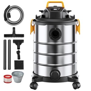 VEVOR Stainless Steel Wet Dry Shop Vacuum, 8 Gallon 6 Peak HP Wet/Dry Vac, Powerful Suction with Blower Function w/ Attachment 2-in-1 Crevice Nozzle - 1 of 4