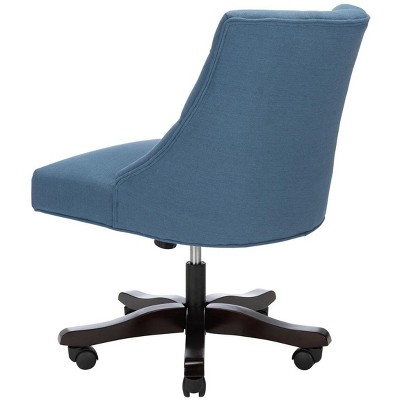 Espresso Black Linen and Wood Transitional Swivel Task Chair