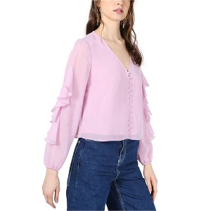 bar III Womens Ruffle Sleeve Button Down Blouse - 1 of 1