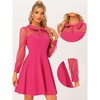 Allegra K Women's Sheer Mesh Panel Long Sleeve Fit and Flare Mini A-Line Dresses - 2 of 4