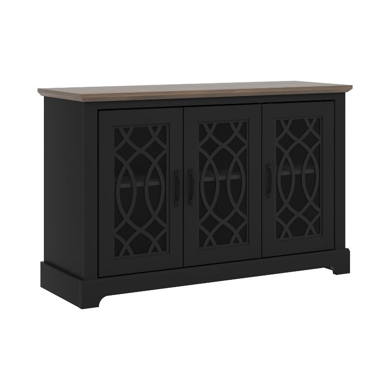 Galano Raccon Wood 45.7 in. 3 Doors Sideboard with Adjustable Shelves in Black with Knotty Oak, Ivory with Knotty Oak, 4 of 16