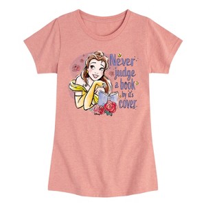 Girls' - Disney - Belle Never Judge A Book Fitted Short Sleeve Graphic T-Shirt - 1 of 4