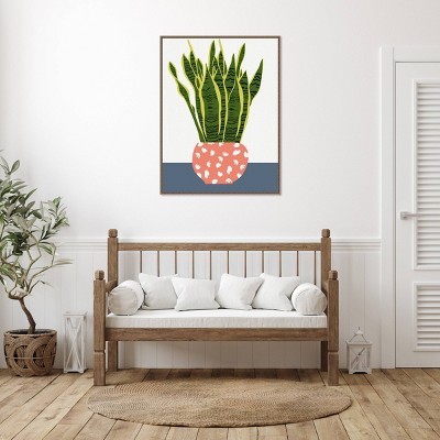 Botanic-Inspired Framed Canvas Wall Art with Beaded Perimeter