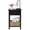 Tangkula 2-Piece X-Design Side End Table Multifunctional Nightstand with Drawer & Shelf Brown - 3 of 4