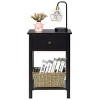 Tangkula 2-Piece X-Design Side End Table Multifunctional Nightstand with Drawer & Shelf Brown - image 3 of 4