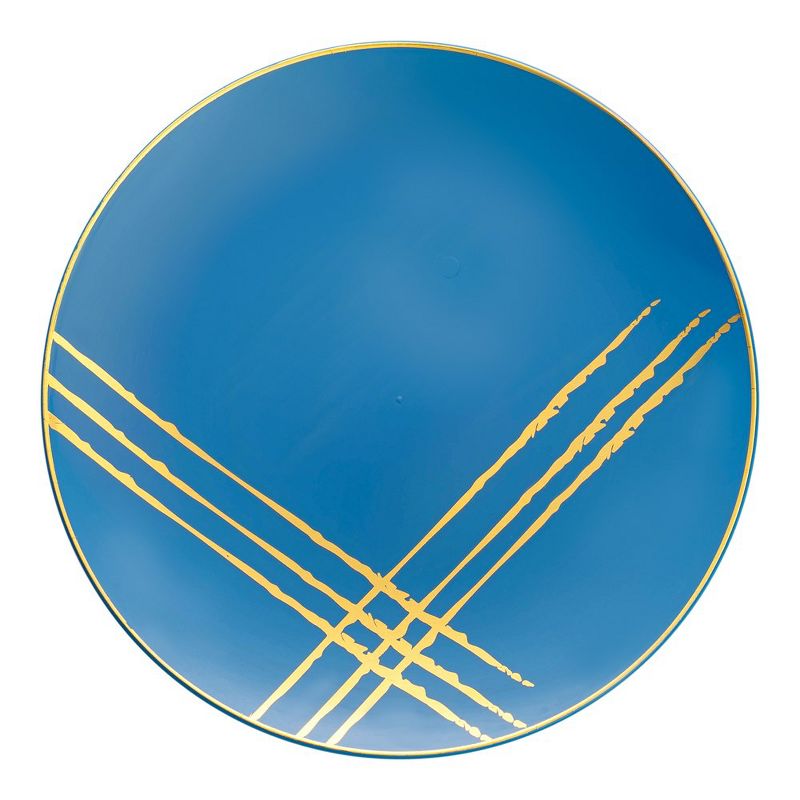 Smarty Had A Party 7.5" Blue with Gold Brushstroke Round Disposable Plastic Appetizer/Salad Plates (120 Plates), 1 of 7