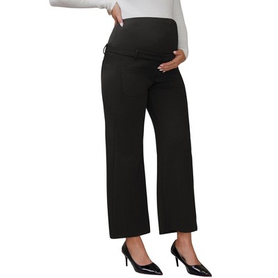 INSPIRE CHIC Women's Work Maternity Pants Business Stretchy Over the Belly Formal Pregnancy Trousers with Pockets