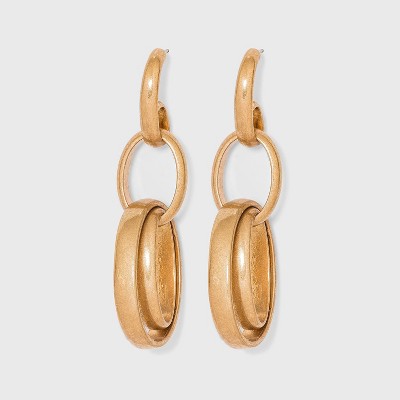 Open Oval Link Drop Earrings - Universal Thread™ Worn Gold