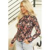 Amaryllis Women's Floral Lace Sheer Long Sleeve Top Stretchy Mesh Statement Blouse - 2 of 4