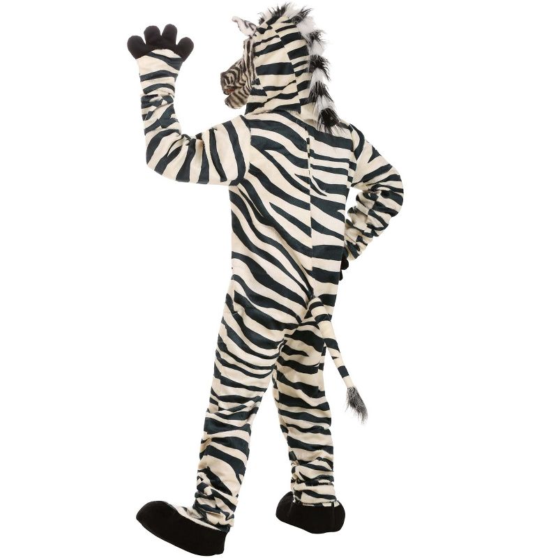 HalloweenCostumes.com One Size Fits Most   Zebra Suit with Mouth Mover Mask for Adults, Black/White, 4 of 12