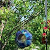 Sunnydaze Outdoor Garden Patio Glass Round Flower Shaped Hanging Fly-Through Bird Feeder - 10" - Indigo - 4 of 4