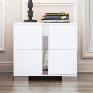 ORRD Grey Mirrored Nightstand with 2 Drawers & Metal Handles, Elegant Bedside Table for Bedroom or Living Room, Modern Glam Accent Cabinet - 1 of 4