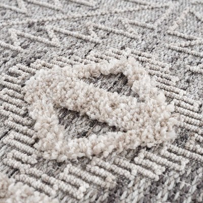 Agoo 5'3" x 7' Gray and Cream High Pile Polyester Area Rug