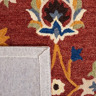 Rust and Blue Hand-Tufted Wool Square Area Rug