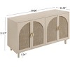 GDFStudio Barrie Modern 59" Rattan and Wood Rectangle Storage Cabinet with 4 Doors - 3 of 4