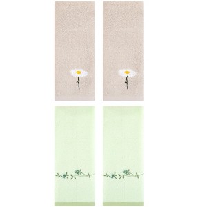 REGALWOVEN 4 Pcs Floral Pattern Cotton Bathroom Hand Towel - 1 of 4