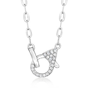Pure Collection by Ross-Simons Sterling Silver Paper Clip Link Necklace With 0.16 ct. t.w. Diamond Lobster Clasp - 1 of 4