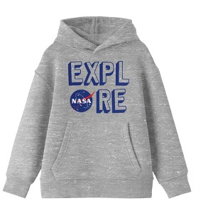 NASA Explore Wordplay w/ NASA Logo Athletic Heather Youth Hoodie - 1 of 2