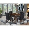 5-Piece Mahogany Finish Solid Wood Top - Square Upholstered Dining Room Set - Seats 4 - 2 of 4
