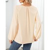 Womens Casual Tops Round Neck Button Lantern Sleeve Asymmetric Ruffle Top - 2 of 4