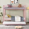 Gulches Modern Twin over Twin over Twin Metal Bunk Bed with Trundle - Sturdy Steel, Safe Stairs, No Box Spring, Pink - 3 of 4
