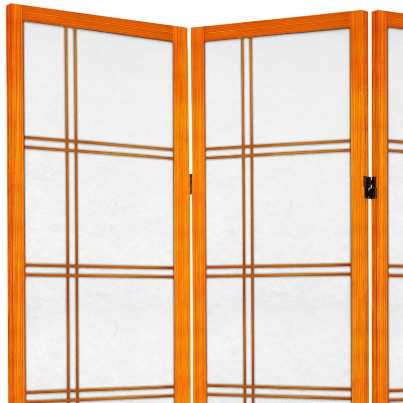 6 ft. Tall Canvas Double Cross Room Divider - Honey (4 Panels), 3 of 6