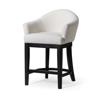 Maven Lane Isabella High Back Fabric Counter Height Bar Stool, Aged Black/Snow White