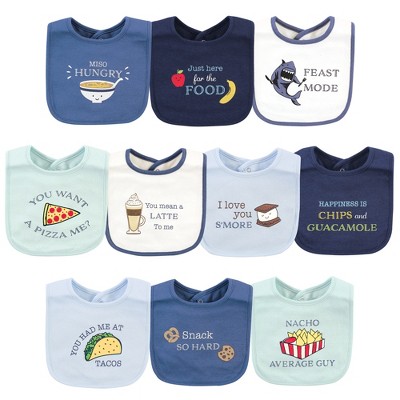 Image of Hudson Baby Infant Boy Cotton Bibs, Food Puns Boy, One Size