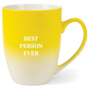 Elanze Designs 12 Ounce Ceramic Decorative Laser Engraved Giftable Novelty Tea Coffee Cup Mug Yellow and White Best Person Ever - 1 of 4