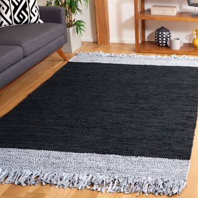 Handmade Light Grey and Black Cowhide Area Rug