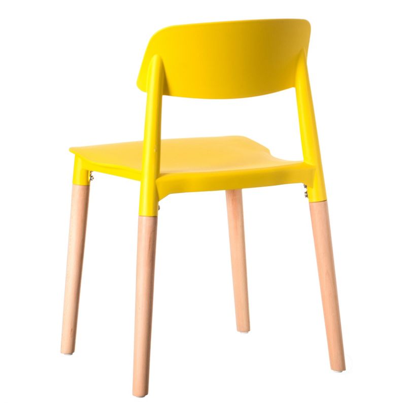 Fabulaxe Modern Plastic Dining Chair Open Back with Beech Wood Legs, 2 of 8