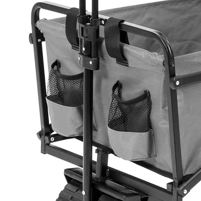 Seina Collapsible Steel Frame Folding Utility Beach Wagon Cart, Gray (2 Pack), 3 of 7