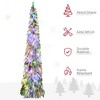 7ft Tall Prelit Pencil Artificial Christmas Tree Holiday D¨¦cor with 534 Snow Flocked Branches, 350 Warm White or Colorful LED Lights, Downswept Shape - 3 of 4
