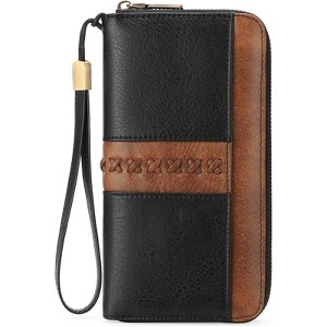 Clotth Vegan Leather Womens Wallet - RFID Blocking Large Capacity - Ladies Zip Around Clutch with Detachable Wristlet, for Daily Use,Travel - 1 of 4